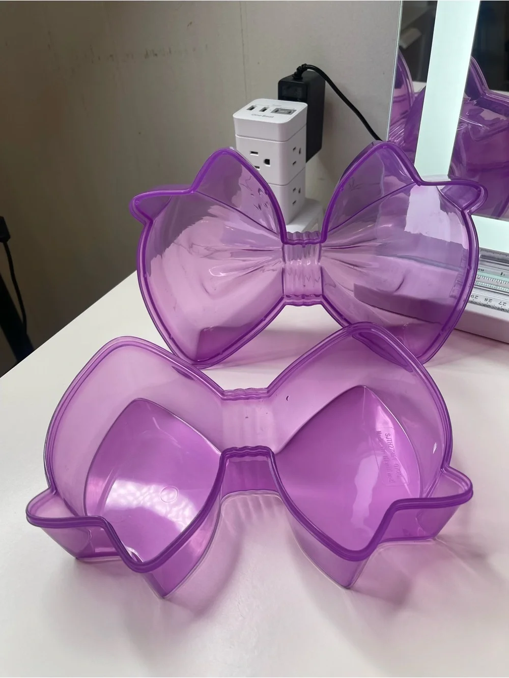 2 purple bow storage containers 9